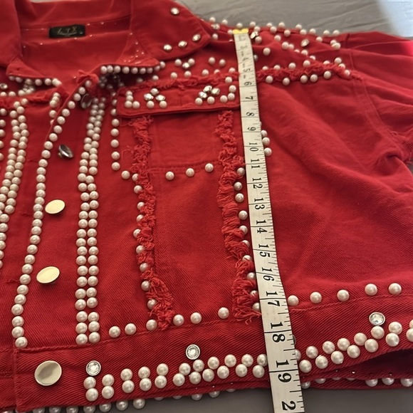 LTX Sportswear Red Jean Jacket NEW - Picture 4 of 4